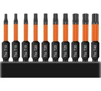 Kal-Lot De 10 Embouts De Vissage, Tournevis Torx 50 Mm De Long, Tige Hexagonale Avec Mémoire De Base, T10/T15/T20/T25/T30/T40 Jeu D'embouts Électriques Pour Tournevis À Cliquet, Perceuses À Main