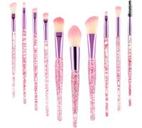 Kal-Lot De 10 Pinceaux De Maquillage, Pinceaux De Maquillage, Fond De Teint, Correcteur, Fard À Paupières, Eye-Liner, Blush, Mélange De Lèvres, Pinceaux Synthétiques
