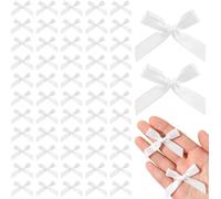 Kal-Lot De 100 Mini N?Uds En Ruban Blanc Pour Travaux Manuels, N?Uds En Tissu Satiné, Joli Petit N?Ud En Ruban Pour Couture, Bricolage, Boîte Cadeau, Noël, Décoration De Cheveux, Emballage Cadeau, Ca