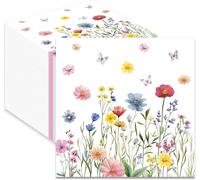 Kal-Lot De 100 Serviettes De Table En Papier Avec Motif Floral Pour Printemps, Anniversaires, Fêtes, Mariages