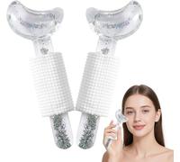 KAL-Lot De 2 Globes À Glace Pour Le Visage, Boules De Glace Pour Le Visage, Outils De Soins De La Peau Pour Éclaircir Et Raffermir La Peau, Utilisation Chaude Et Froide (Blanc Lune)