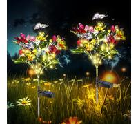 KAL-Lot De 2 Lampes Solaires En Forme De Papillon Pour Jardin Et Terrasse, Étanchéité Ip55, Guirlande Lumineuse Solaire, Design Bouquet, Éclairage De Jardin Pour L'Extérieur