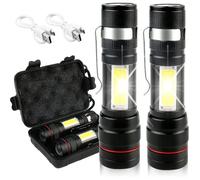 KAL-Lot de 2 Lampes Torches LED 2000 Lumens Mini Rechargeables USB 5 Modes Étanche IPX5 Camping