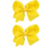 Kal-Lot De 2 Noeuds À Cheveux Jaunes Pour Filles, Faits À La Main, En Gros-Grain Avec Pinces Alligator, Parfaits Pour La Maternelle Et Les Idées Cadeaux
