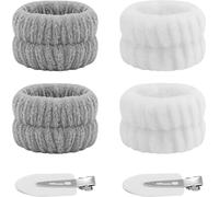 Kal-Lot De 2 Paires De Bracelets Avec 2 Épingles À Cheveux, Bracelets De Spa, Bracelets De Lavage Du Visage, Absorbant L'eau, Adaptés Pour Le Maquillage Et Le Lavage Du Visage.