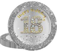 Kal-Lot De 20 Assiettes De Fête En Papier Argenté De 18 Cm - Plaque De Décoration D'anniversaire De 7 Pouces - Plaque En Papier De Qualité Supérieure - Pour Homme Et Femme - Accessoire De Fête Sur Le