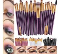 Kal-Lot De 20 Pinceaux De Maquillage Pour Poudre, Fond De Teint, Fard À Paupières, Eyeliner, Lèvres Rose + Doré