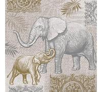 Kal-Lot De 20 Serviettes En Forme D'éléphants Doré/Argenté # Animaux # Afrique # Inde # Décoration De Table 33 X 33 Cm