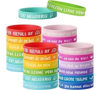 Kal-Lot De 24 Bracelets De Motivation Pour Enfants En Silicone Avec Dictons Inspirants - Cadeau D'adieu - Cadeau De Maternelle - Cadeau De Motivation Pour La Rentrée Des Classes Ou Un Départ