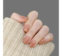 Kal-Lot De 24 Faux Ongles Courts Press On Nails, Carrés, En Acrylique, À Coller, Rose Corail, Rose Ombré, Pailleté, Doré, Pour Femme - Accessoires Pour Le Printemps Et L'été