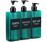 Kal-Lot De 3 Flacons De Shampooing Après-Shampoing 500 Ml Avec Étiquettes, Vides Rechargeables Pour Shampooing, Savon, Après-Shampooing, Gel, Plastique, Conteneurs De Lotion De Salle De Bain