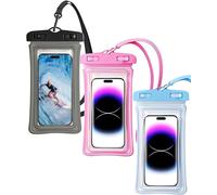 KAL-Lot De 3 Pochette Étanche Smartphone, 7,2 Pouces Ipx8 Étui De Téléphone Sous-Marin Pour Iphone 16 15 14 13 12 11 Pro Max Galaxy S23 S22 S21 Xiaomi Huawei Oppo Vivo(Noir,Bleu,Rose)