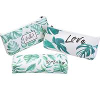 Kal-Lot De 3 Porte-Crayons En Cuir Synthétique Avec Motif Feuilles De Palmier Tropicales Pour L'école, Le Bureau, Les Cosmétiques, Le Maquillage (Bonjour + Botanique+Amour)