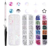 Kal-Lot De 4 200 Strass Pour Ongles, Nail Art, Avec Pince Et Stylo Pour Ponctuation De Strass, Vernis À Ongles, Nail Art Pour Ongles