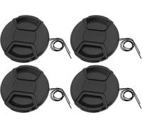 KAL-Lot De 4 Bouchons D'Objectif Avant 82 Mm Avec Pince Centrale Et Corde Anti-Perte Compatible Avec Nikon Compatible Avec Canon Compatible Avec Pentax Noir