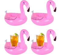 KAL-Lot De 4 Porte-Boissons Gonflables, Petits Porte-Gobelets Flamant Rose, Flottants Piscine, Support Bière En Pvc, Pour Bouteille De Bière Et Verre À Champagne, Décoration Pour Garçons Et Filles