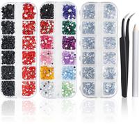 Kal-Lot De 4200 Strass Pour Ongles, Cristal Strass Gemmes, Strass Nail Art Avec Pincette Pick Up Et Stylo Pointeur Strass Picker(4 Tailles, 12 Couleurs)
