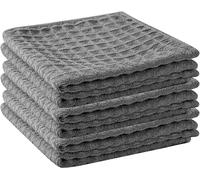 Kal-Lot De 6 Chiffons De Nettoyage En Microfibre Gaufré De Qualité Supérieure - 30 X 30 Cm - Gris - Chiffon De Nettoyage Absorbant - Idéal Pour Voiture, Verre, Cuisine, Vaisselle, Salle De Bain