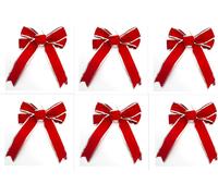Kal-Lot De 6 Grands N?Uds Décoratifs En Lurex - 20 X 30 Cm - En Tissu - Emballage Cadeau - Velours Rouge Argenté