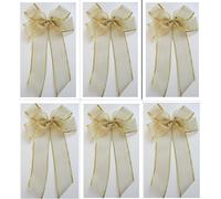 Kal-Lot De 6 Grands N?Uds Décoratifs En Lurex - 20 X 30 Cm - En Tissu Satiné - Emballage Cadeau - Bord Doré