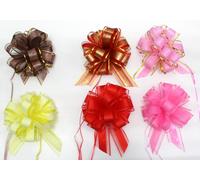 Kal-Lot De 6 Grands Noeuds De Traction 18 Cm L - Ruban Décoratif À Paillettes - Noeud Cadeau (Mix 07)