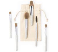 Kal-Lot De 7 Pinceaux De Maquillage, Pinceaux De Maquillage, Pinceaux De Maquillage, Pinceaux De Maquillage, Fard À Paupières, Sourcils, Fond De Teint, Paille De Blé Durable Dans Un Sac En Coton