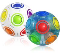 KAL-Magic Rainbow Ball Avec 12 Trous, Jeu De Compétences Balle Magique De Puzzle - Brain Teaser & Fidget Ball Pour Les Enfants De 6 Ans - 2 Pack (Blanc & Bleu)