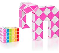 KAL-® Magic Snake Cube Jouet De Poche Pour Les Enfants De 4 À 8 Ans Cadeau Anniversaire Enfants Invites Cadeau Pour Élèves - 48 Blocs 2,3 Mm X 1,8 Mm Rose