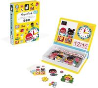 KAL-- Magneti'Book J'Apprends L'Heure - Jeu Educatif Magnétique 75 Pièces - Apprentissage Motricité Fine Et Imagination - Dès 3 Ans, J02724, Jaune