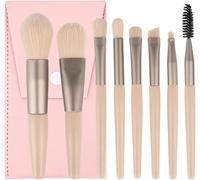 Kal-Maquillage Lot De 8 Pinceaux Maquillages Professionnel Avec Correcteur De Fond De Teint Pinceau Pour Fard À Joues Fard À Paupières Pinceaux Et Trousse De Maquillage(Forfait Ginkgo Jaune + V)