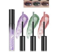 Kal-Mascara Glitter-3 Couleurs Violet Vert Rose Métallique Brillant Mascara,Diamant Brillant Longue Tenue Volumisateur Extension Curling Cils, Waterproof Brillant Set Maquillage Des Yeux Pour Femmes-