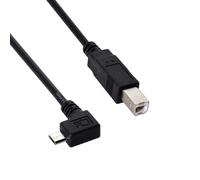 KAL-Micro USB vers USB Type B OTG câble de disque dur pour imprimante coudé à gauche à 90 degrés 0.6M