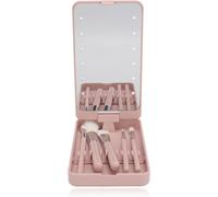 Kal-Mini Ensemble De Pinceaux De Maquillage De Taille Voyage Avec Étui, Lumière, Miroir, 5 Petits Pinceaux Cosmétiques, Kits De Pinceaux Essentiels De Voyage Pour Femmes Et Filles,