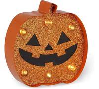 KAL-- Mini Lampe Décorative, 10X9,5 Cm, Crochet Arrière Pour La Suspension, Bouton On/Off, 3 Piles Lr44 Incluses, Pour L'Intérieur Uniquement, Thème Pumpkin, 10X9,5 Cm
