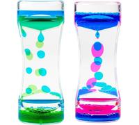 KAL-Minuteur Sensoriel Liquide,Lot De 2 Sabliers Liquides Avec Mouvement À Bulles,Jouets Sensoriel, Bouteille Sensorielle, Sabliers Liquide Pour Activité, Détente, Apaisant