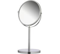Kal-Miroir Cosmétique Sur Pied Double Face, Miroir De Maquillage Rond 1x Et 3x Grossissement, Miroir De Rasage Pivotant, Env. Ø 17 Cm, Argenté