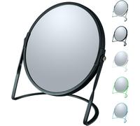 Kal-Miroir De Maquillage À Poser Miroir De Beauté Miroir Cosmétiques Double Face Miroir De Courtoisie Pivotant \U201eakira\U201c Grossissement X5 - Noir Mat