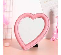 Kal-Miroir De Maquillage De Bureau Pliable En Forme De Coeur Avec Support Miroir De Table Avec Support Miroir Mural Pour Miroir Cosmétique Suspendu Miroir De Vanité (Rose)