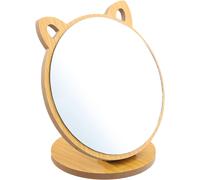 Kal-Miroir De Maquillage, Miroir De Maquillage En Bois, Miroir Pliable Sur Pied, Miroir Maquillage Sur Pied Reglable, Miroir Rond Avec Tablette Bois, Petit Miroir Forme Oreille De Chat Créative