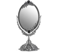 Kal-Miroir De Maquillage Miroir Décoratif Vintage Ovale Et Double-Face Miroir Pour Table,Photographie,Dressing (Petit,Argenté)