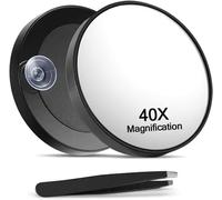 Kal-Miroir Grossissant X 40, Petit Miroir Grossissant Avec Ventouses Et Pinces, Pour Un Maquillage Précis Et Une Épilation Des Sourcils 3,5 Pouces
