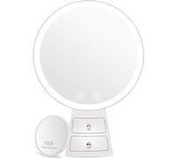 Kal-Miroir Maquillage Lumineux Avec 2 Tiroirs Miroir De Table Sur Pied Rechargeable Avec 46 Lumières Led Miroir Cosmétique Avec Eclairage Réglable Et Bouton Tactile Pour Maison Bureau Voyage