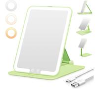 Kal-Miroir Maquillage Lumineux Avec 48 Led, Usb Rechargeble, Mirroir Super Hd Avec Écran Tactile, Miroir Coiffeuse Led Avec 3 Couleurs De Lumière Pour Voyage Et Chambre, Vert