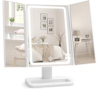 Kal-Miroir Maquillage Lumineux - Miroir Coiffeuse Grossissant 1x/2x/3x - Miroir Sur Pied Led - Miroir Avec Lumiere - Miroir De Table Eclairant - Makeup Miroir Bureau - Miroir Cosmetique Pour Le Visag