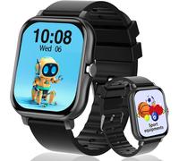 KAL-Montre Connectée Enfant Filles Garçons Avec 1,57 Pouces Bricolage Visage Apprendre Cartes Musique Histoires De Chevet, Montre Enfant Anniversaire Cadeaux Jouets Pour Enfants 4 5 6 7 8+ (Black)