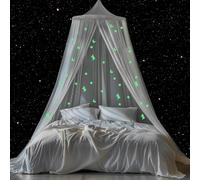 Kal-Moustiquaire Lit,Ciel De Lit Bebe Avec Lumineux Etoile,Moustiquaire Lit Simple/Double,Tente De Lit Pour Enfant Fille Garçons,Universelle Grand Lit Baldaquin Voyage Anti-Mosquito Pliable