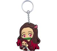 Kal-Nezuko Porte-Clés Représentant Des Démons Assis Chasseur Demon Slayer Anime Japonais Et Figurine De Manga Pendentif Anneau Cadeau, Rouge, Blanc, Taille Unique
