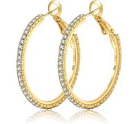Kal-Orecchini A Cerchio In Oro 14k Con Strass Moda Orecchini A Cerchio Grandi E Sottili Orecchini A Cerchio In Oro Ipoallergenici Per Donne Ragazze Gioielli Regali 20/30/40/50/60/70mm Cerchi Oro