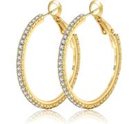 Kal-Orecchini A Cerchio In Oro 14k Con Strass Moda Orecchini A Cerchio Grandi E Sottili Orecchini A Cerchio In Oro Ipoallergenici Per Donne Ragazze Gioielli Regali 20/30/40/50/60/70mm Cerchi Oro