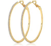 Kal-Orecchini A Cerchio In Oro 14k Con Strass Moda Orecchini A Cerchio Grandi E Sottili Orecchini A Cerchio In Oro Ipoallergenici Per Donne Ragazze Gioielli Regali 20/30/40/50/60/70mm Cerchi Oro